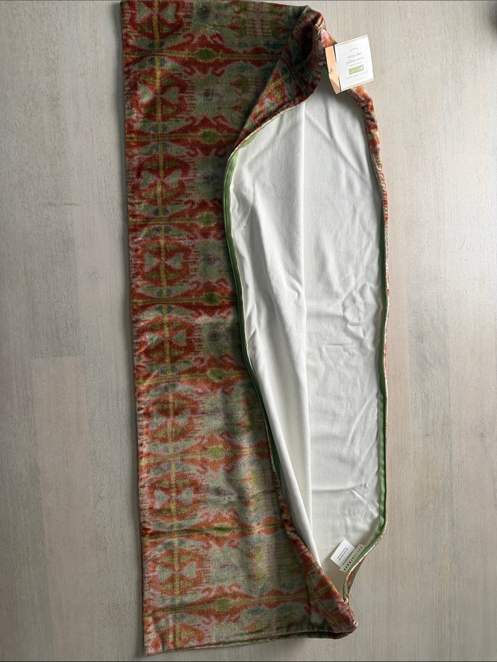 Pottery Barn Green and Pink Floral Pillow Cover - Picture 4 of 5